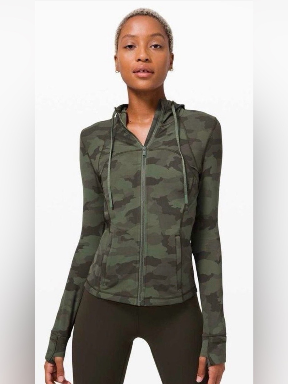 Lululemon Olive Green Camo Full-Zip define jacket